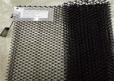 Black Hanging Mesh Fireplace Screens / Metal Mesh Drapery Length Customized