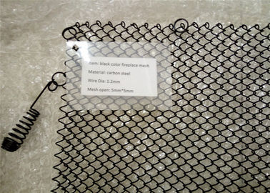 Black Hanging Mesh Fireplace Screens / Metal Mesh Drapery Length Customized