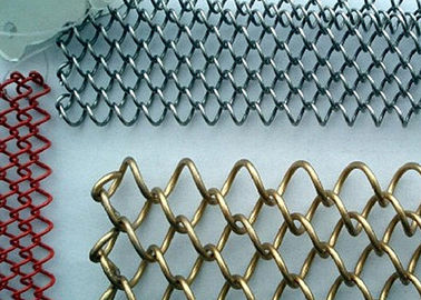 Chain Link Metal Mesh Curtains Corrosion Resistance With Length / Width Customized