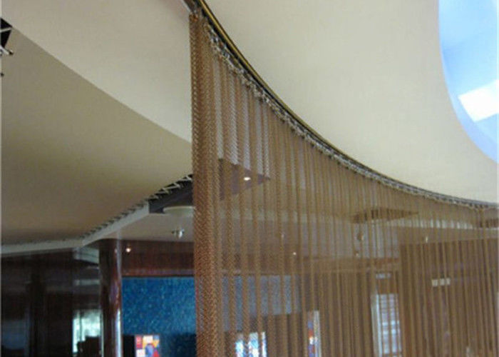 Durable Stainless Steel Mesh Curtain , Cascade Coil Curtain For Meeting Room